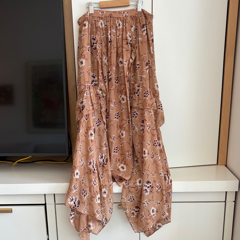 Ulla Johnson Floral Maxi Skirt in Pink with Gold